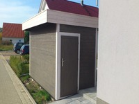 Flachdach Gartenhaus ohne Ecküberstand, 28 mm Blockbohle, ohne Fußboden